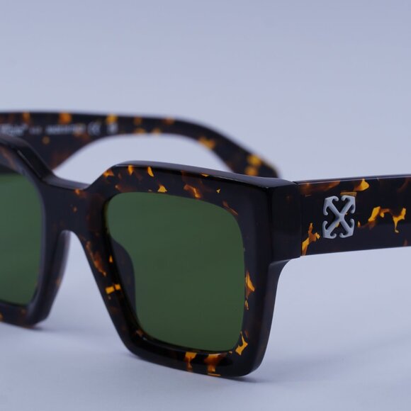 Off-White OERI13I JACKSON 6055 Sunglasses Havana Square Frame, Green Lenses - Picture 4 of 10